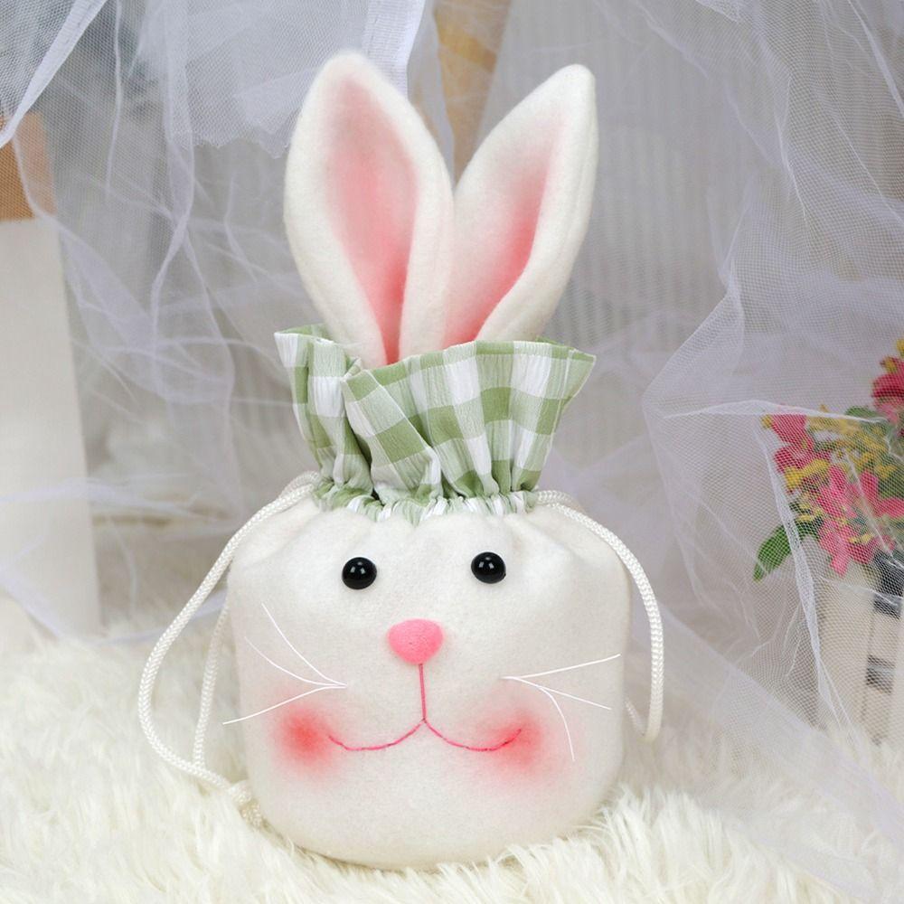 Cartoon Rabbit Easter Gift Bags Long Ear Pink Green Drawstring Bundle Bag Festival Party Supplies Wrapping Bag Party Supplies