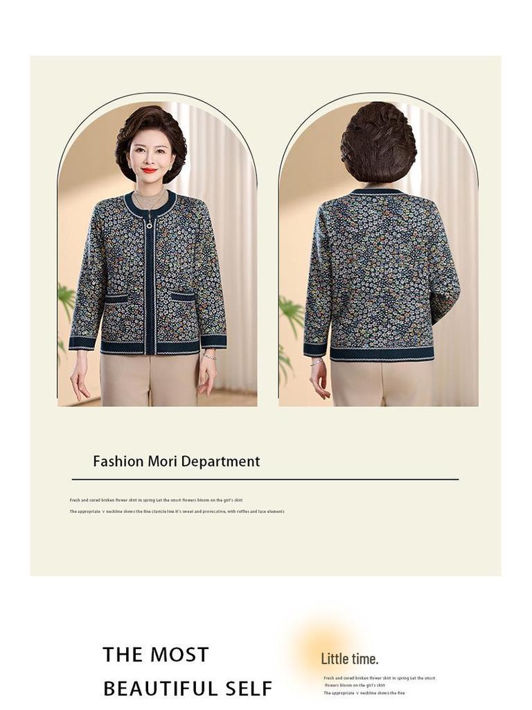 Women's Autumn Knit Cardigan for Middle-aged and Elderly 