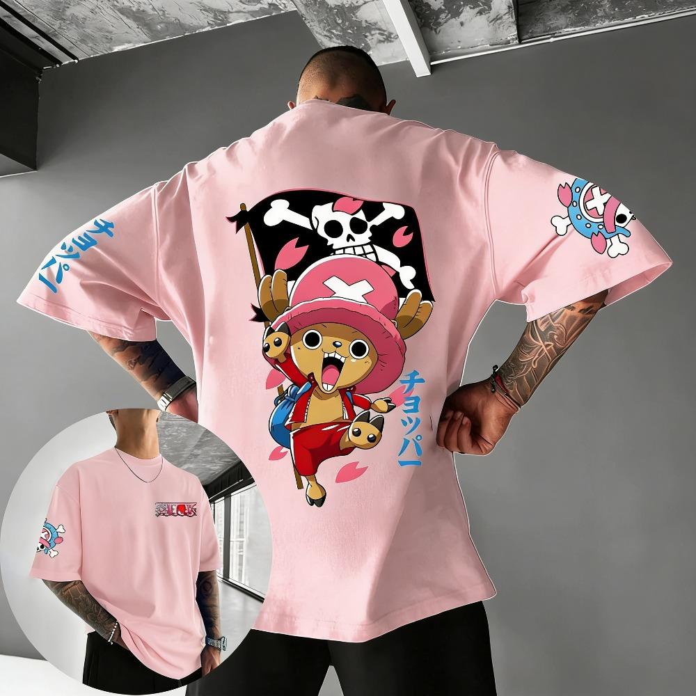 2026 New Unisex Cotton T-shirt ONE PIECE Tony Tony Chopper 2026 Summer Harajuku Anime Printed Large Loose Parent Short Sleeve