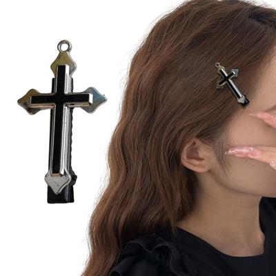 1pc/1pair Gothic Cross Shape Hairpin for Sweet Girls Carnival Taking Photo Hair Barrettes Aesthetics Hair Accessories