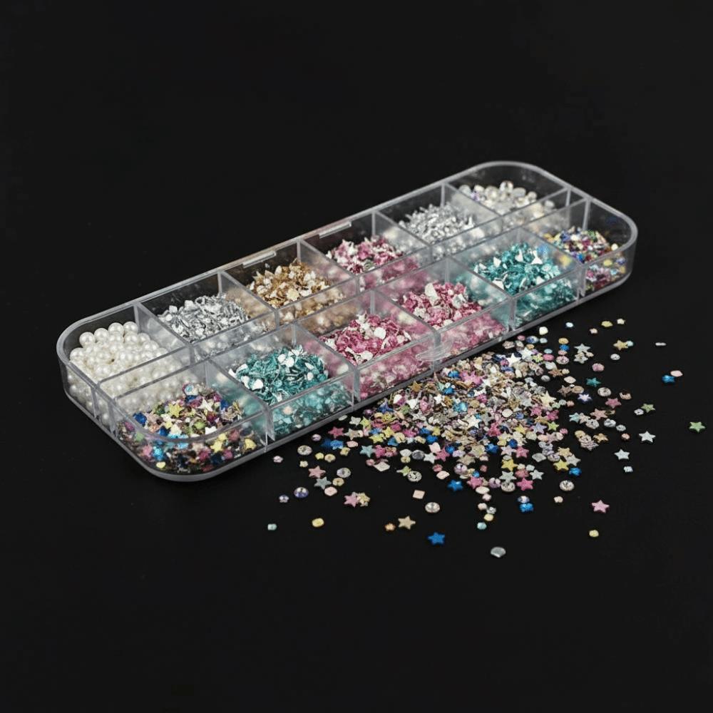 Colorful Nail Rhinestones Star Moon Round Square Nails Art Decorations  Nail Beauty