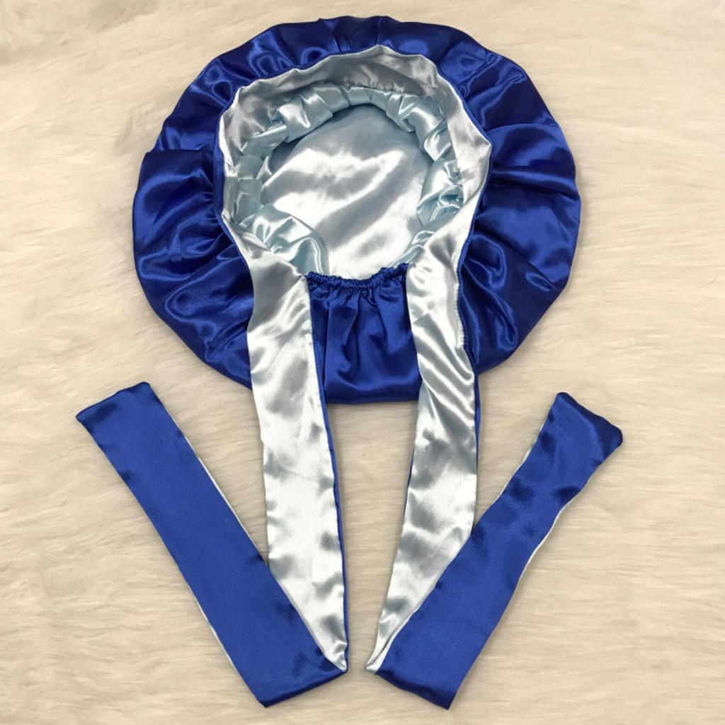 Price High Quality Double Layer Bonnet with Long Tie Hair Bonnet Satin Silk Bonnets