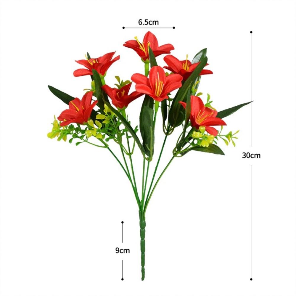 7 Heads Artificial Lily Flower Silk 30cm Floral Decor Bouquet Artificial Decorations for Living Room Office