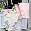 Flower Cake Dessert Packaging Box Portable Flower Gift Bag Kraft Paper Holder Photo Favor Drink Carrier With Handle