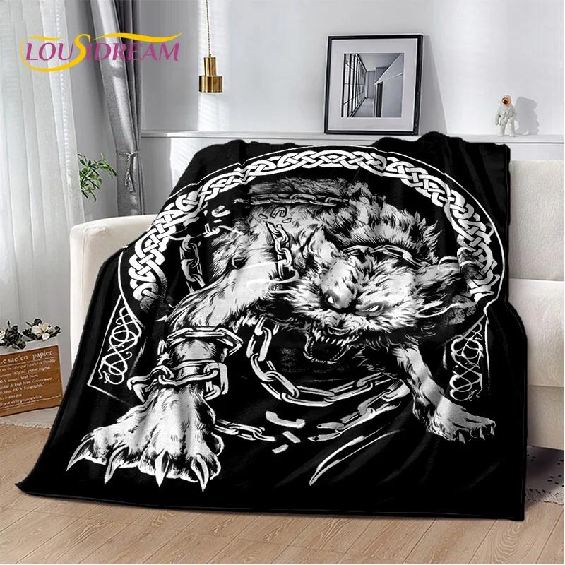 Retro Nordic Viking Mythology Odin Valhalla Blanket,Soft Throw Blanket for Home Bedroom Bed Sofa Travel Office Cover Blanket Kid
