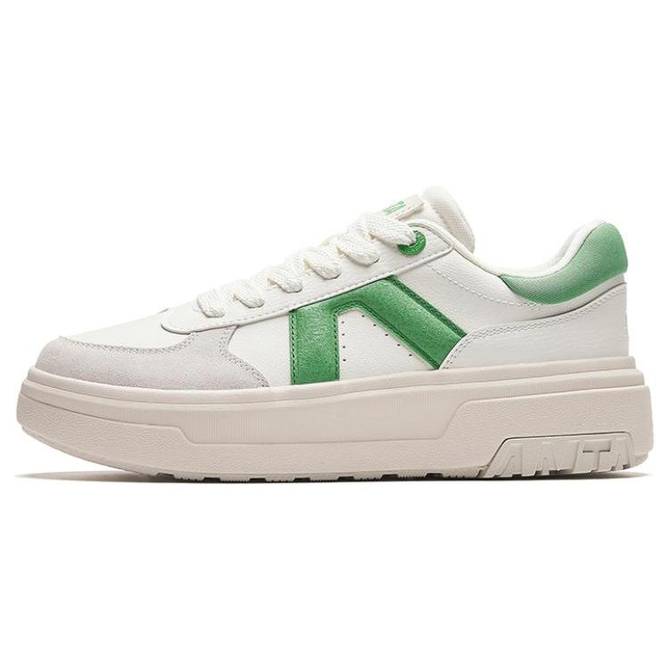 New Anta Life Collection A Road Durable Breathable Low Top Skateboard Shoes Women's White Green 122348071-3