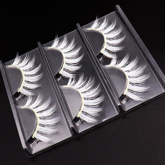 Yousheng 6Pcs  Makeup False Eyelashes  Soft  Comfortable To Wear  Chemical Fiber  Anime White False Eyelashes  for Masquerade