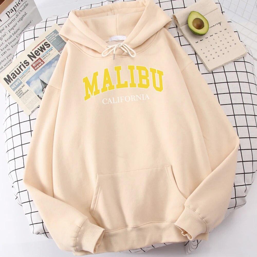 

Women Long Sleeve Hoodie Malibu California Printed Clothing Classic Simplicity Outdoor Oversized Clothes Comfortable Quality