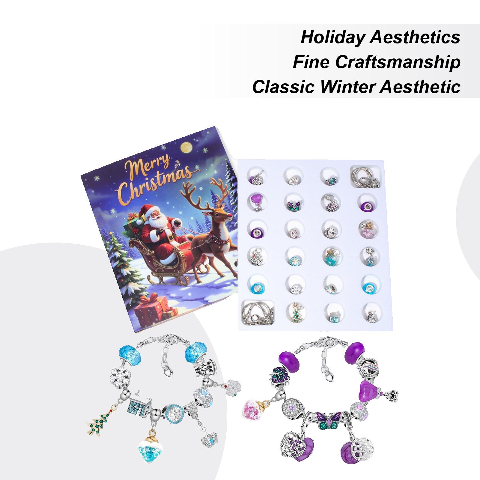 

24 Day Christmas Bead Bracelet Gift Box Christmas Advent Countdown Calendar Jewelry Charm Craft Kit Christmas Gift For Girls S