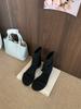 Coarse Heel Suede Piled Boots Breathable Cool Boots Women's Shoes 2025 Summer Hollow Vacation with Skirt Khaki Short Boots