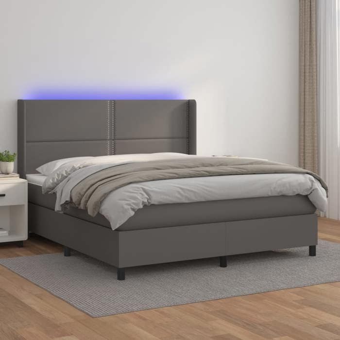 VidaXL Sommier à Lattes de Lit avec Matelas et LED, Lit Rembourré, Lit Double, Lit Adulte de Chambre à Coucher Intérieur, 3139341