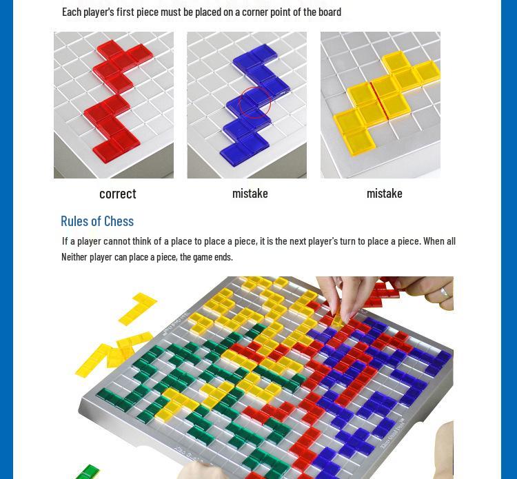 Tetris Intelligence Board Game: 4-Player Gladiator Chess for Kids & Parents