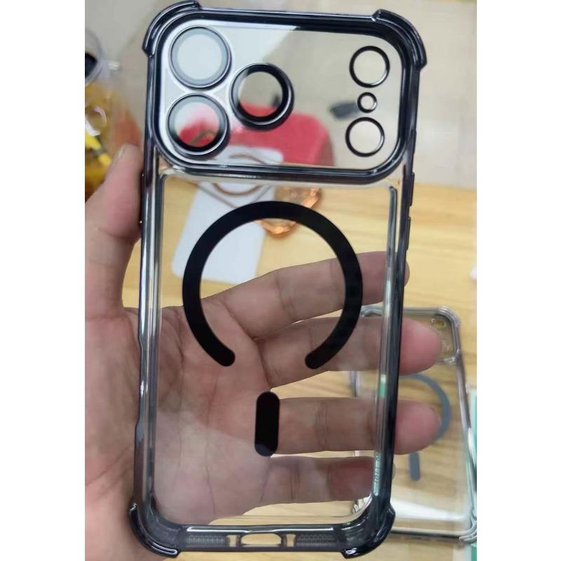 

Applicable To IPhone17proMax Airbag Magnetic Suction Mobile Phone Case Four Corners Anti Fall Apple 16 Electroplated Transparent Protective Cover iPhone12promax