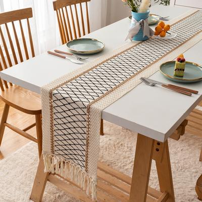Bohemian Rustic Wedding Bridal Shower Dinner Cotton Linen Table Runner