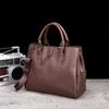 Retro Men's Portable Briefcase Casual Messenger Bag Crazy Horse Leather Men's Bag Horizontal Shoulder Bag