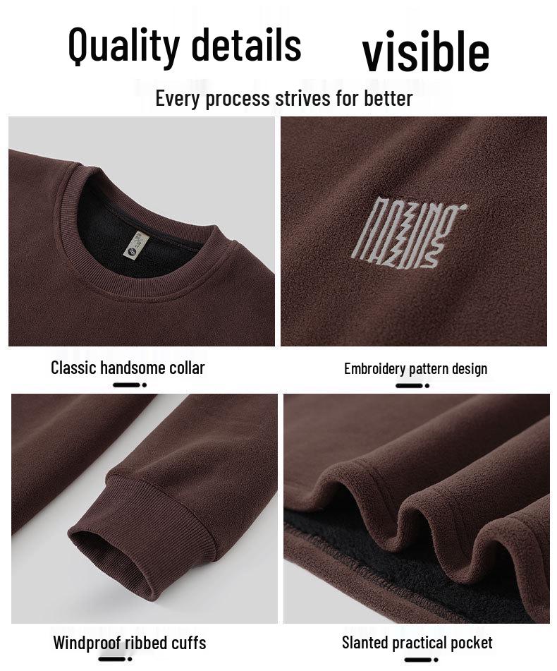 Herren Winter Hoodie aus Korallenfleece in Übergröße - Superdick, Mit Fleece gefüttert, Rundhals, Warm, Passt bis 350 Jin.