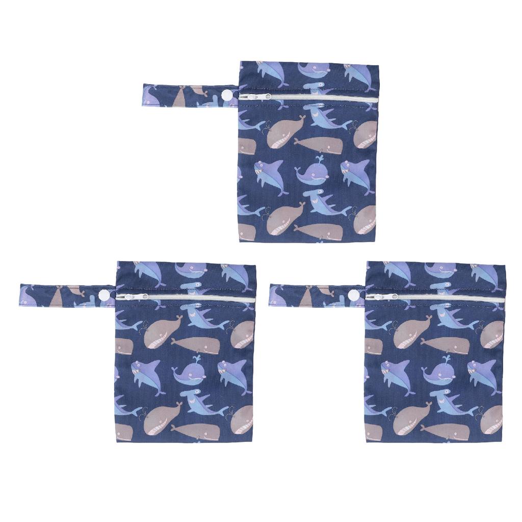 3pcs Wet Bag Cartoon Print Portable Water Proof Hanging Washable Reusable Cloth Diaper Bag for Trave