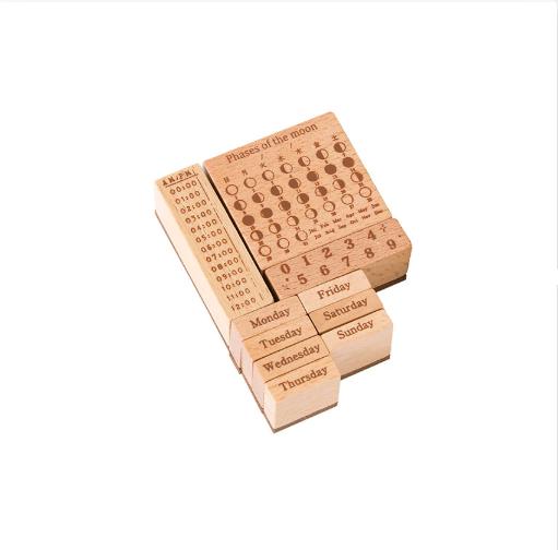 1/7/10/12/13pcs/1set Vintage Wooden Stamp DIY Galactic overflow Stamps Set for Journaling Crafts Card Making Painting Teaching