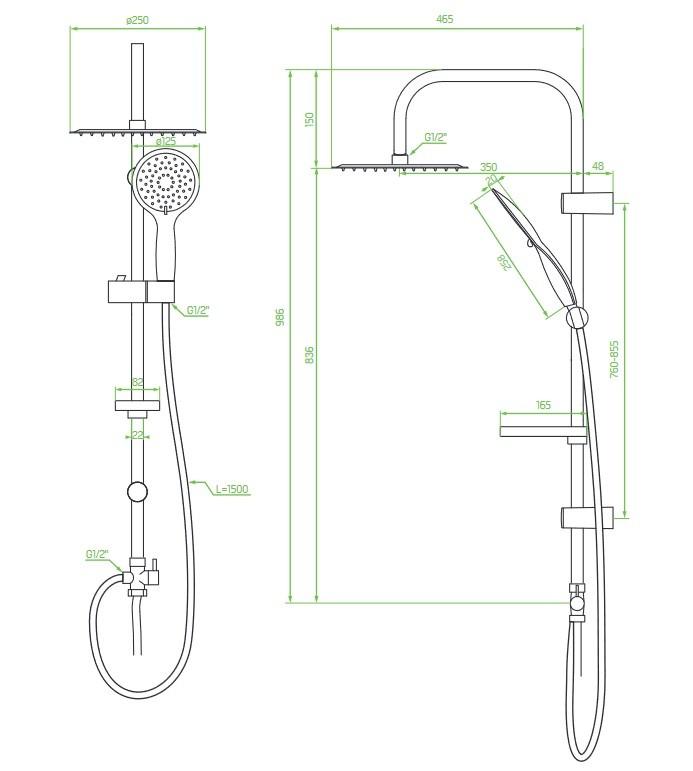 Fino Black Shower Column