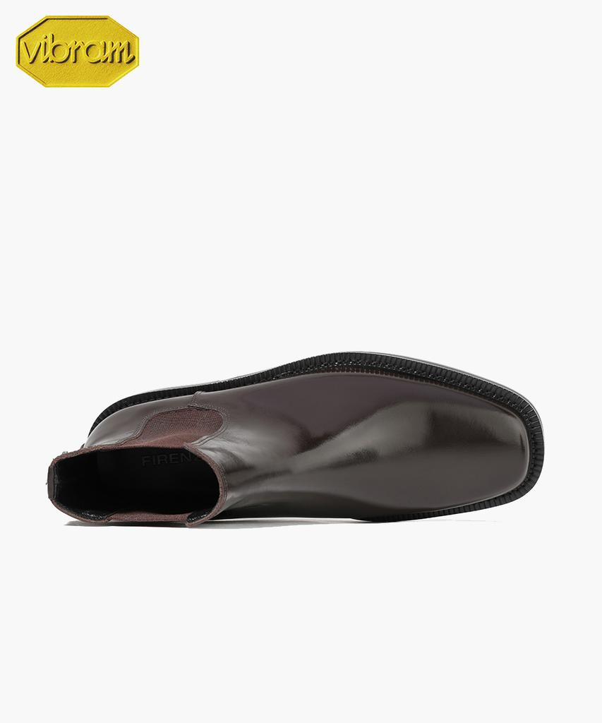 Firenze Atelier [Vibram] Minimal Square Toe Standard Rubber Sole Chelsea Boots 9410 [Brown Advan]