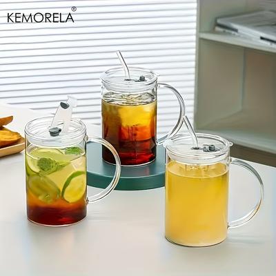 1/2 SZTUK 1000ml Duża Pojemność Szklany Styl Ins z Pokrywką I Słomką Kubek na Mleko Przezroczysty Kubek do Picia Kawy Herbata Piankowa Kubki na Deser