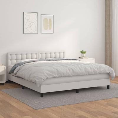 Vidaxl Continental Bed With Mattress, White, Faux Leather 180X200 Cm