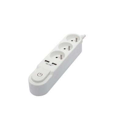 CHACON Multipresa con interruttore 3 prese 16 A e 2 uscite USB 2 A, cavo 1,5 m bianco