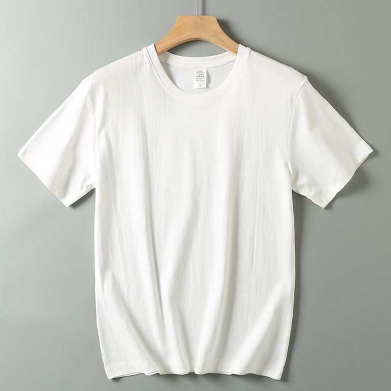 Big Sale Leak-Picking Export Men's Cut Label Tail Single Pure Cotton Short Sleeve T-Shirt Summer Solid Color Basic Half Sleeve Bottoming Shirt