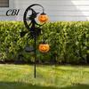 Outdoor Gruselige Landschaftsbeleuchtung Halloween Solar Gartenstableuchte, Hexe Kürbis Mondlaterne, Dekorative Wegleuchten IP44 Wasserdicht Metall