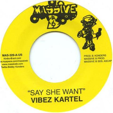 7inch Record VYBZ KARTEL - Say She Want MAS329 Massive B 2010 US Reggae, Ska & Dub