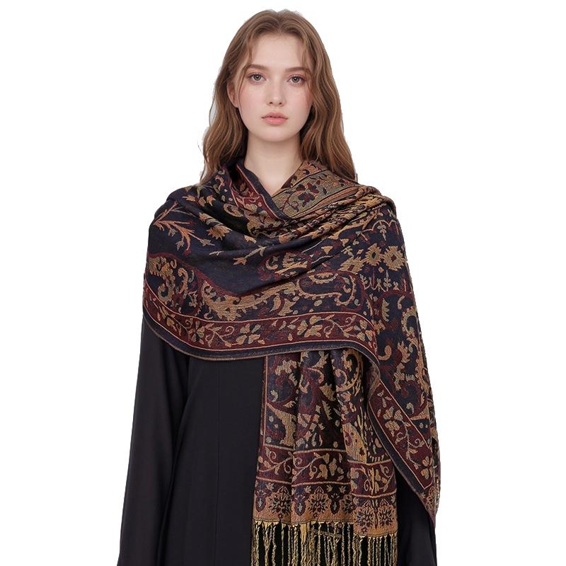 Luxury Winter Cashmere Shawl Lady Wrap Warm Autumn Scarves Design Print Female Foulard Cotton Stoles Scarf