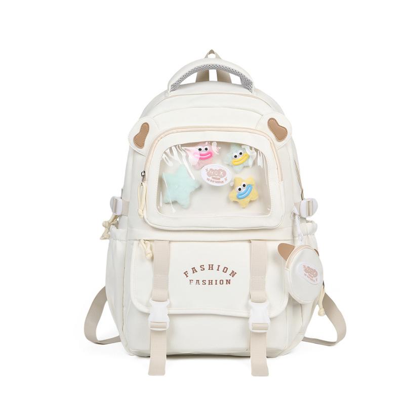 Transparent Pain Bag for Girls and Men's Backpack Contrast Color Splicing Large Capacity Primary and Secondary School Students Backpack