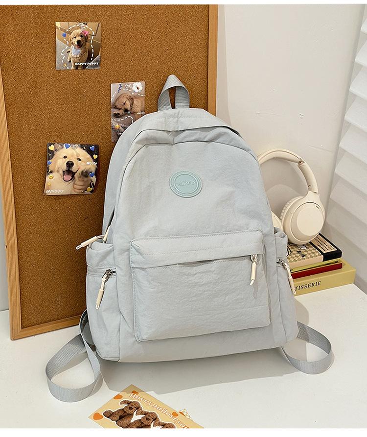 School bag new casual women's school bag solid color fresh and versatile college style school bag college students class backpack tide