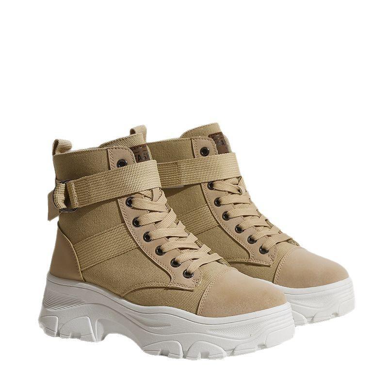 Large Size Martin Boots New Spring Thin Breathable High-top Canvas British Style Thick-soled Single Boots