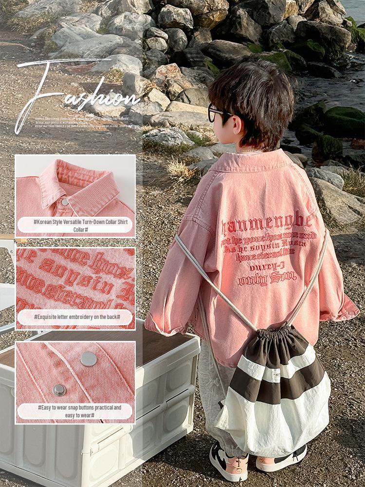 2025 Boys' Denim Jacket - Korean Style, Spring/Autumn, Casual, Thin, Fashionable Top for Kids