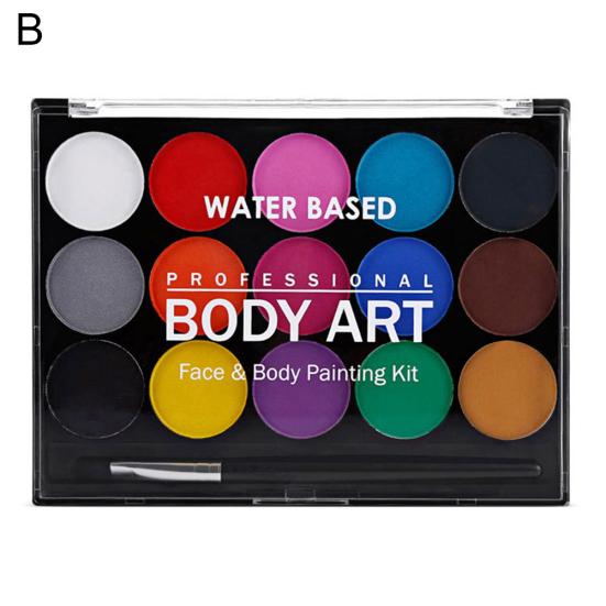 15 Colors Artist Washable Kids Face Watercolor Paint Solid Pigment Makeup Tool