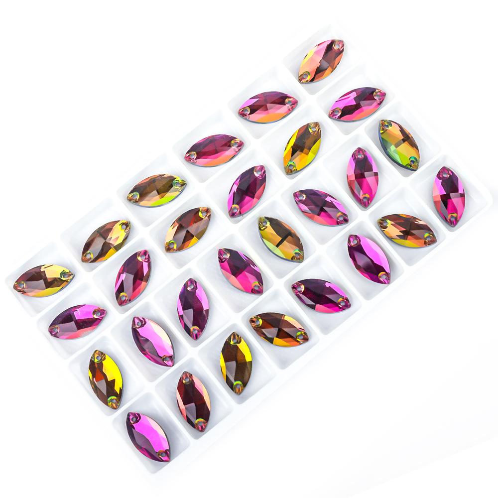 Weicher flacher Boden handgenähtes Pferdeauge Diamantglas flache Schnalle handgenäht Diamant DIY Kleid Hochzeitskleid Accessoires