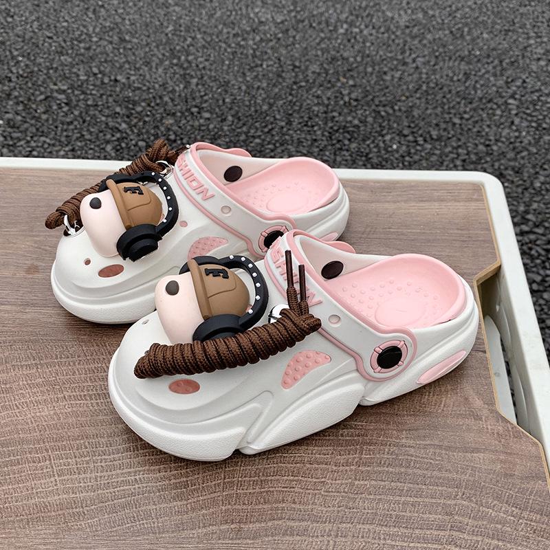 

2025 Summer Kids Non-Slip Closed-Toe Hole Sandals - Versatile Outdoor & Indoor Slippers for Boys and Girls Size 30/31 (20cm) рожевий/білий