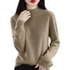 Women's Warm Wool Knitted Winter Sweater With Artificial Wool And High Collar