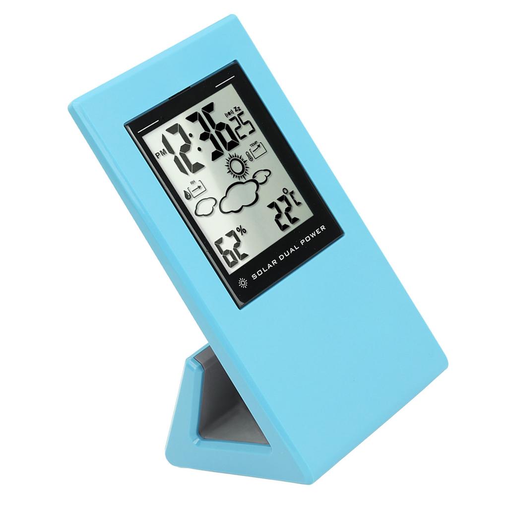 Wther Forcast Clock Solar Battery Powered LCD Display Timing Digital Temperature Humidity Meter for Home School