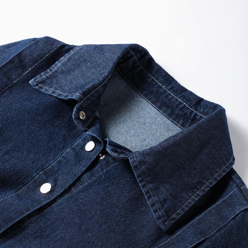 Denim Pants Set Women Belt Lapel Buttons Shirt High Waist Wide Leg Trousers Sets Lady Vintage Single Breasted Top Suit Female