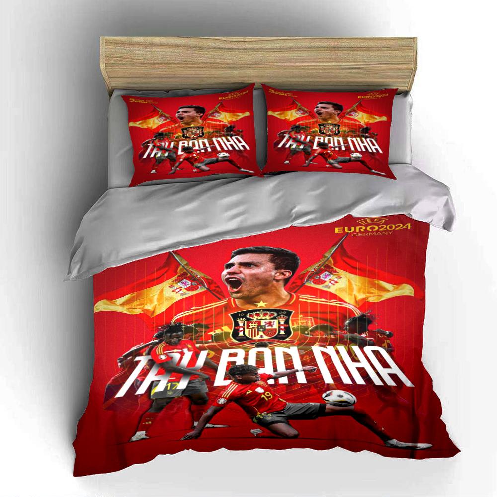 Set Biancheria da Letto a Tema Calcio 3 Pezzi Copripiumino Federe Arredo Casa (1 * Copripiumino 2 * Federe, senza piumino)