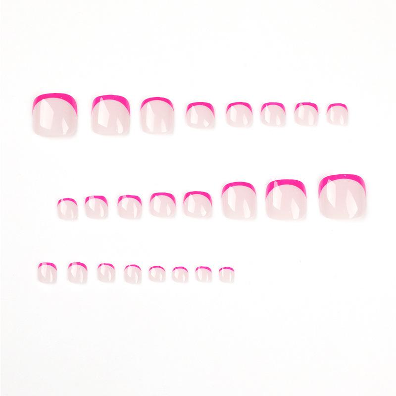 Detachable Rose Red French Manicure Toe Nail Tips - Finished False Nails