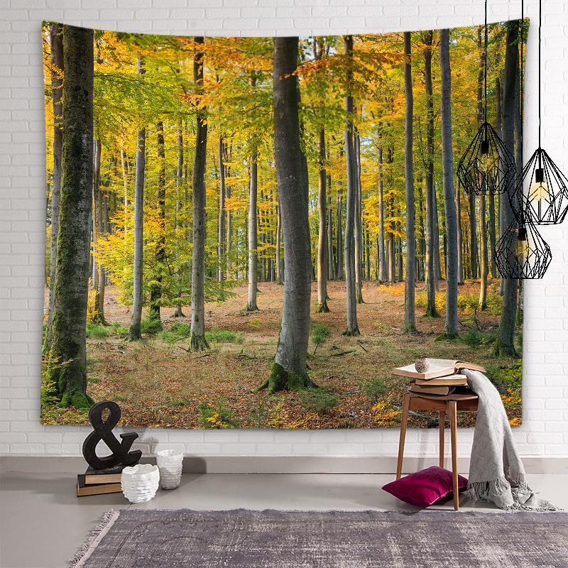 Sunny Forest Scenery Tapestry Natural Scenery Wall Art Tapestry Dormitory Room Aesthetic Decoration Living Room Home Decoration
