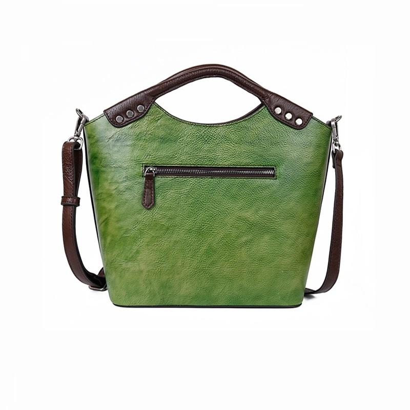 Echtes Leder Damen Handtaschen Vintage Rose Prägung Umhängetaschen Damenmode Umhängetasche