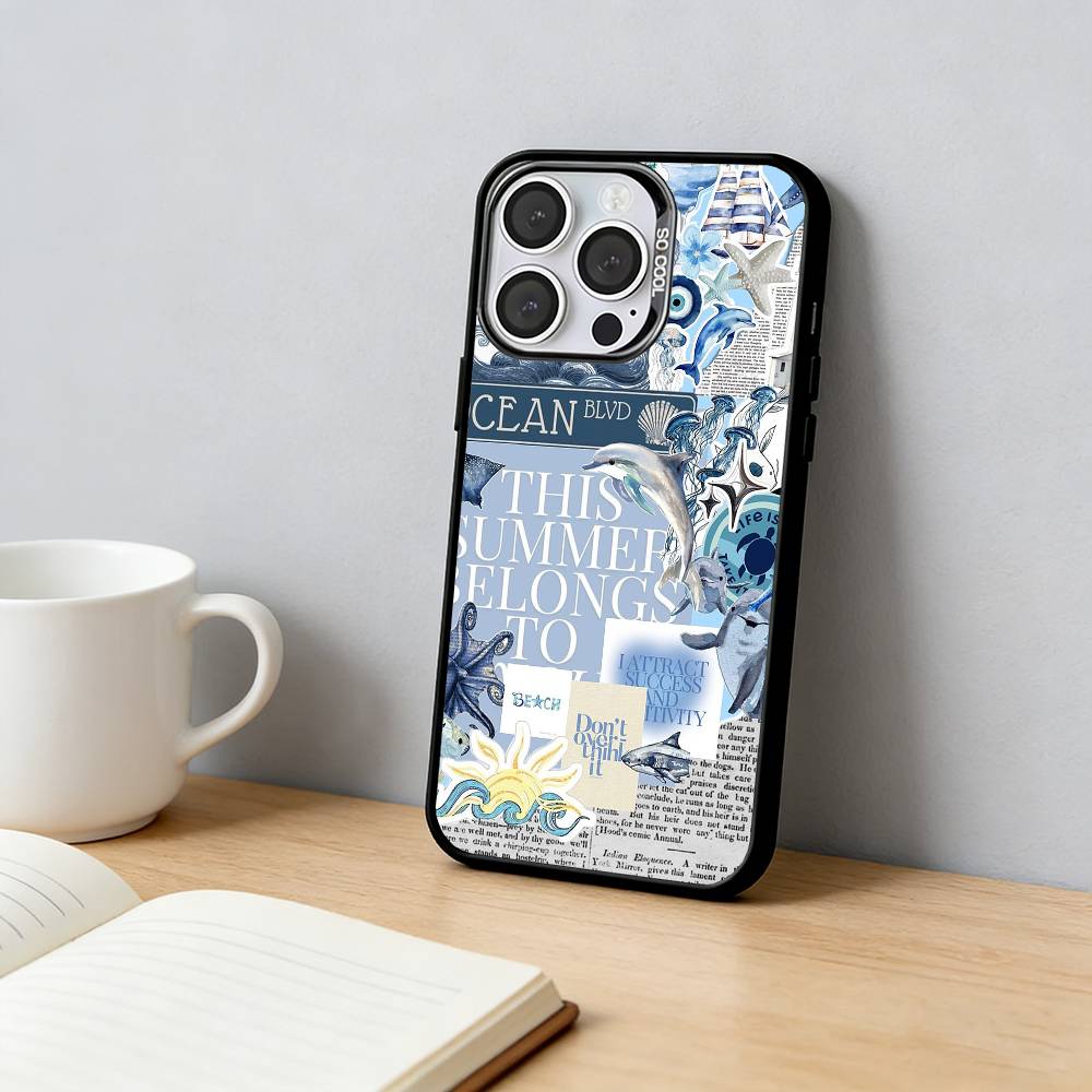 

Ocean Sea Turtle Phone Case For iPhone 17,16,15,14,13,12,11 Plus,Pro Max,XS,Colorful Silver Phone case Funda Cover iPhone15pro