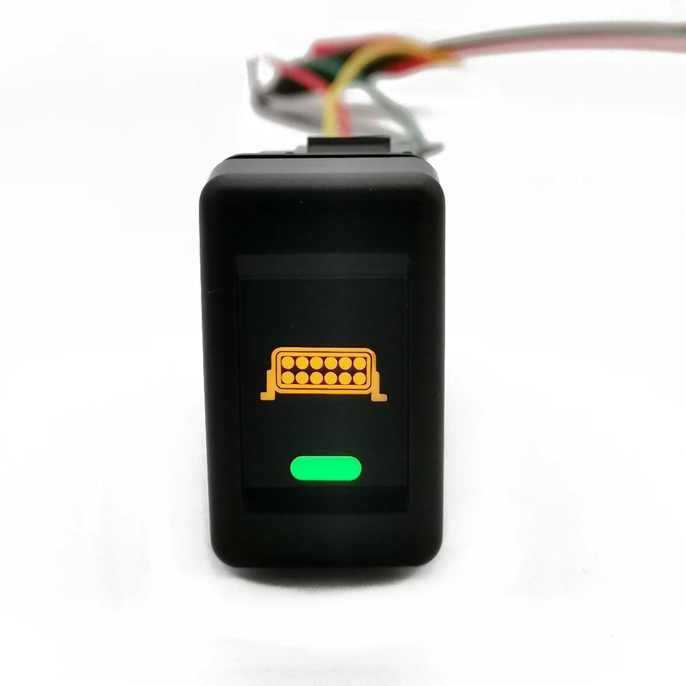 Orange LED Light Power On Off Front Rear Fog Lamp Wing Rearview Mirror Switch Button With Cable for Isuzu KV100 700P Accessories