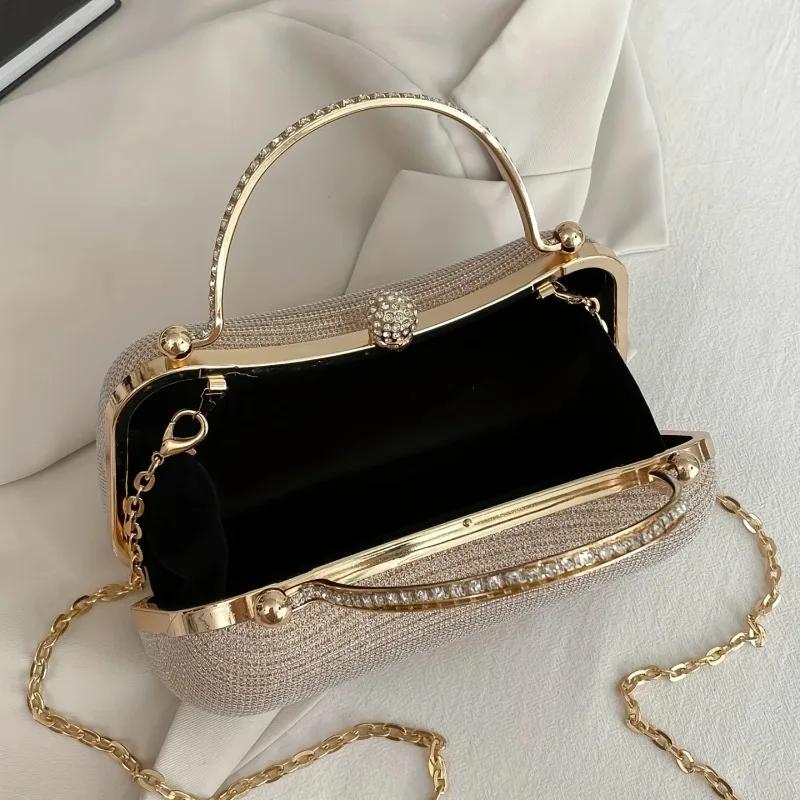 1pc New Fashion Chain Handbag Banquet Bag Shoulder Slung Small Bag Unique Handbag Gold Bag Dinner Bag Storage Bag