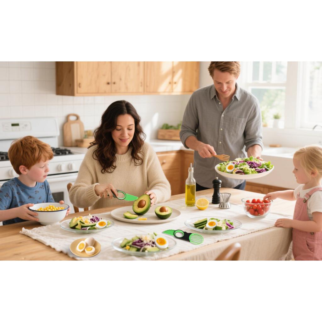 3 In 1 Avocado Slicer Tool with Stainless Steel Pitter, ABS Non-Slip Grip Cutter for Splitting, Pitting and Slicing