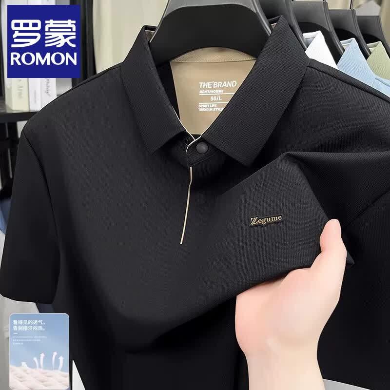 Lomon Men s Ice Silk Business Casual Polo Shirt 54/2XL чёрный